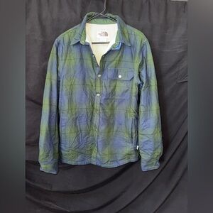 The North Face Blue and Green Checkered Heavy Warm Jacket